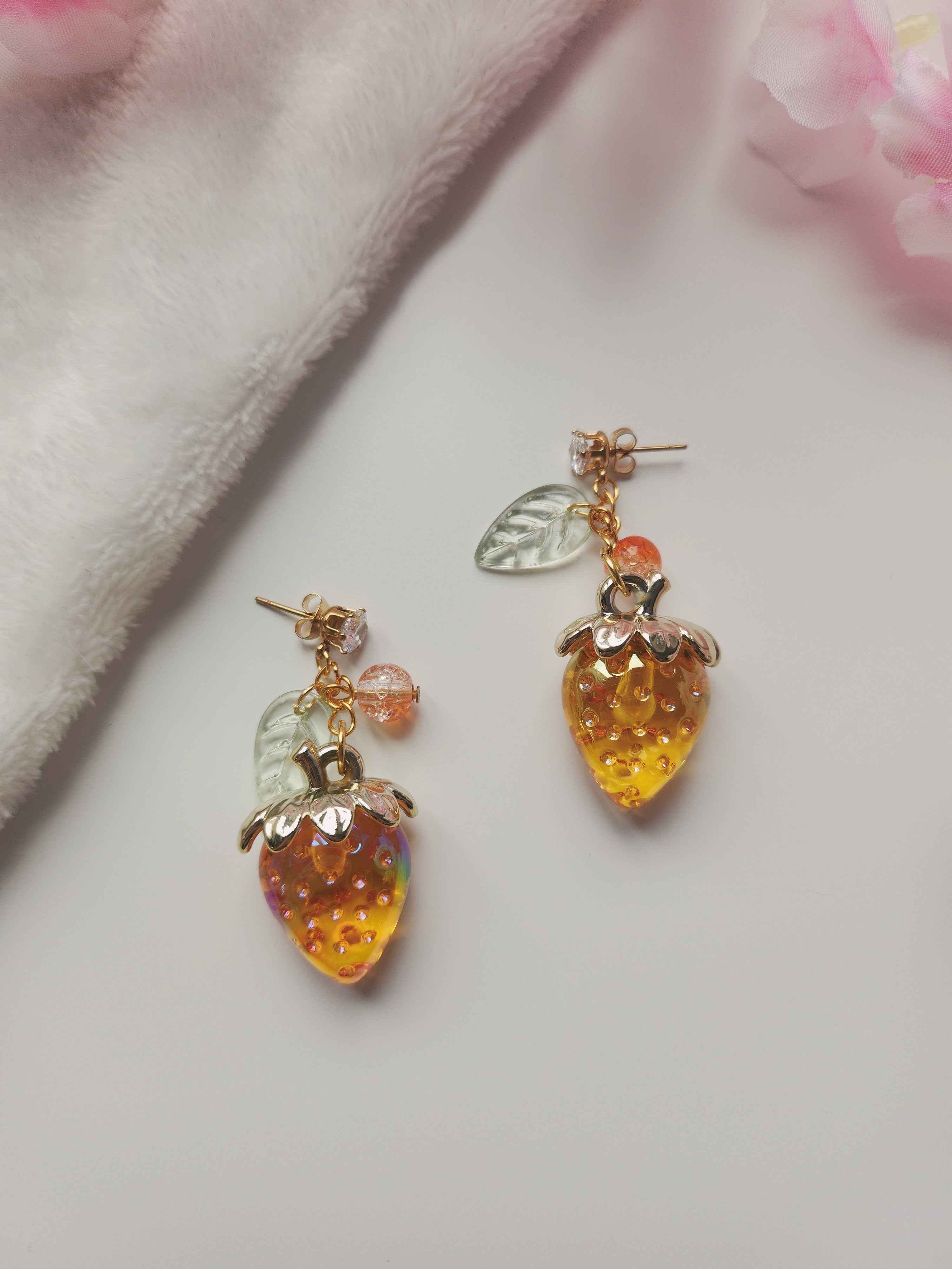 Boucle d'oreilles fraise - Orange