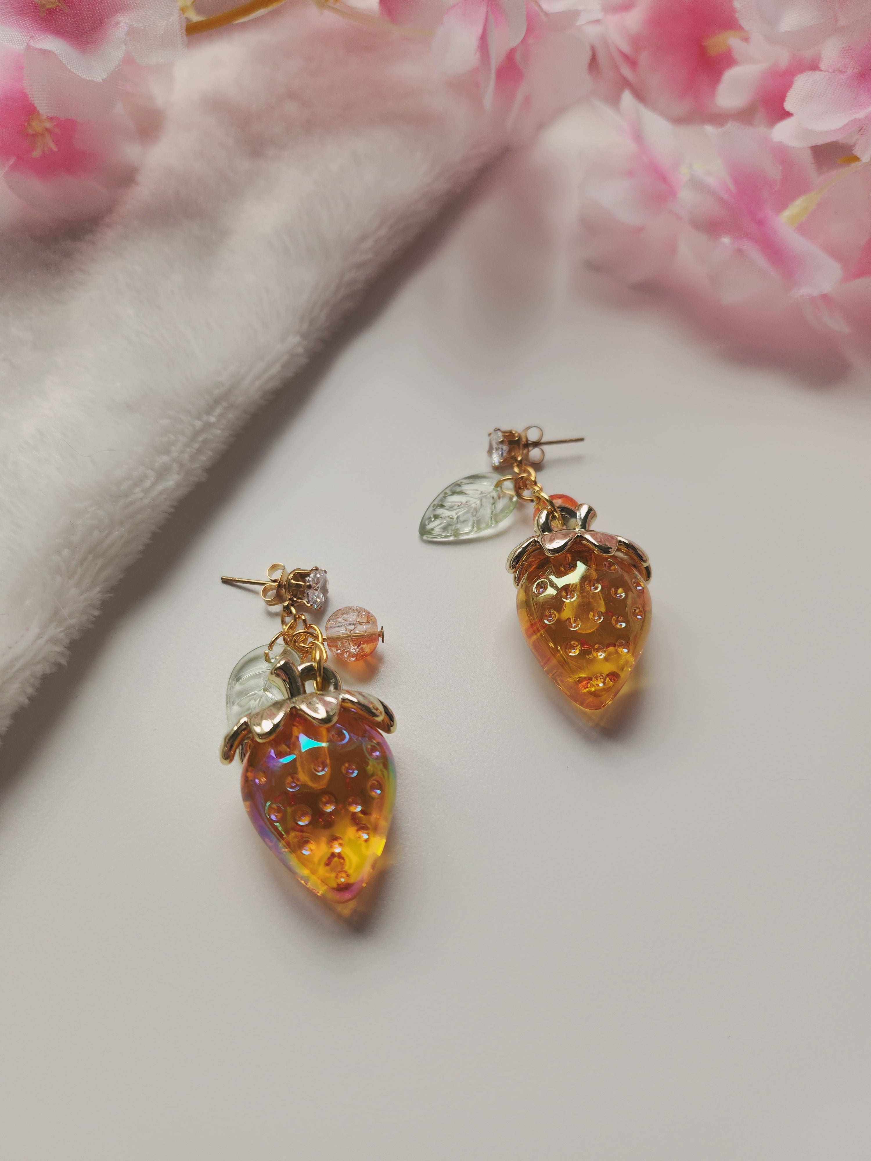 Boucle d'oreilles fraise - Orange