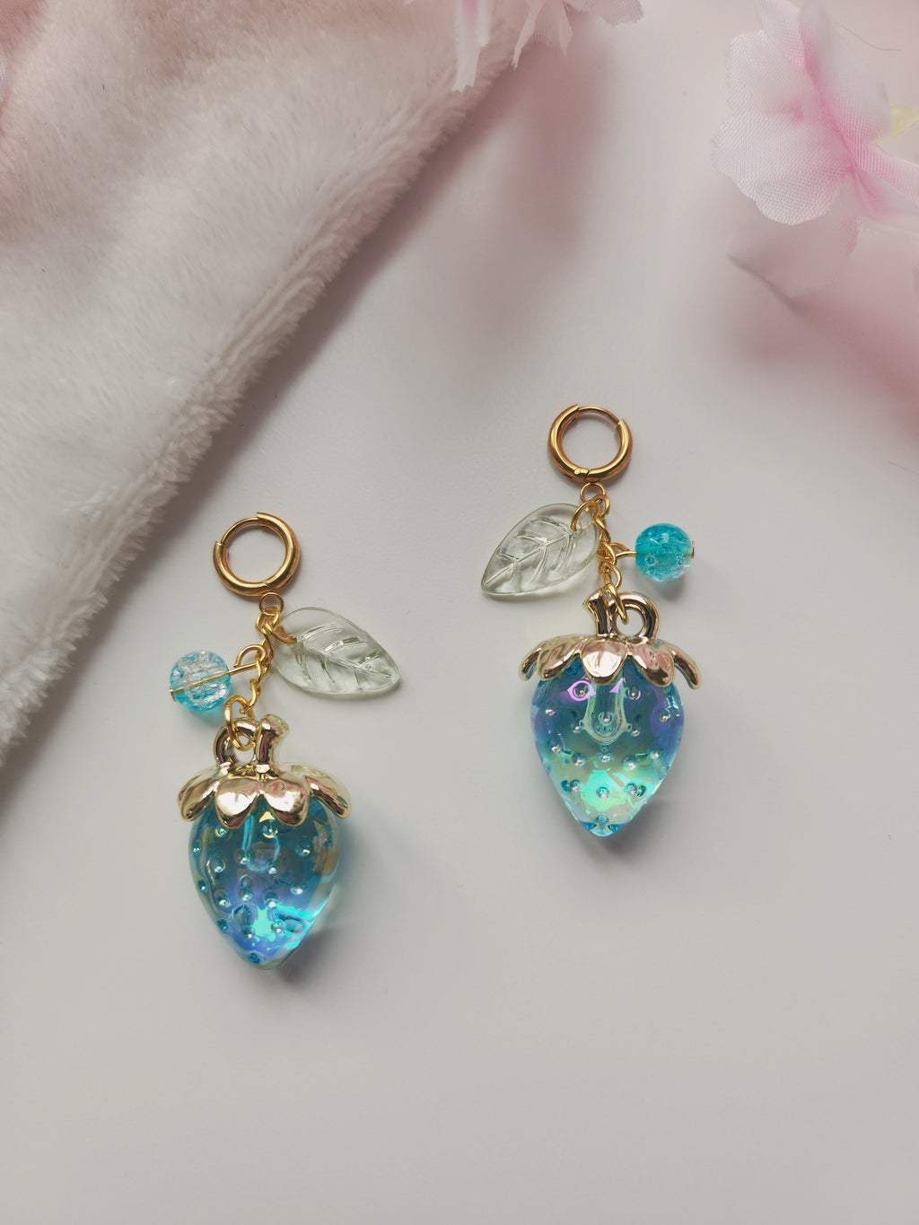 Boucle d'oreilles fraise - Turquoise