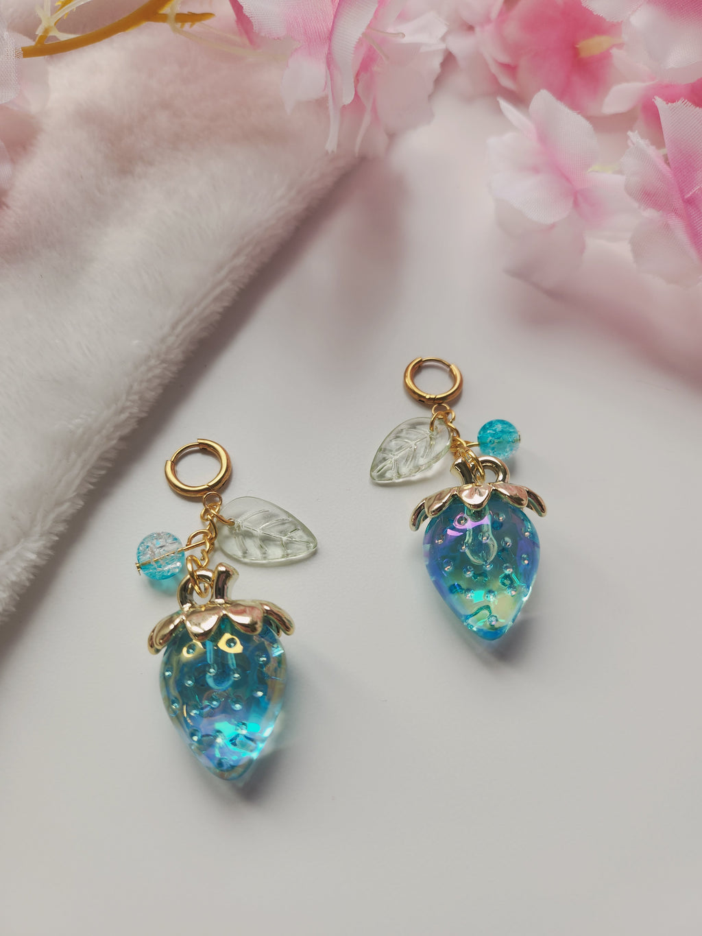 Boucle d'oreilles fraise - Turquoise