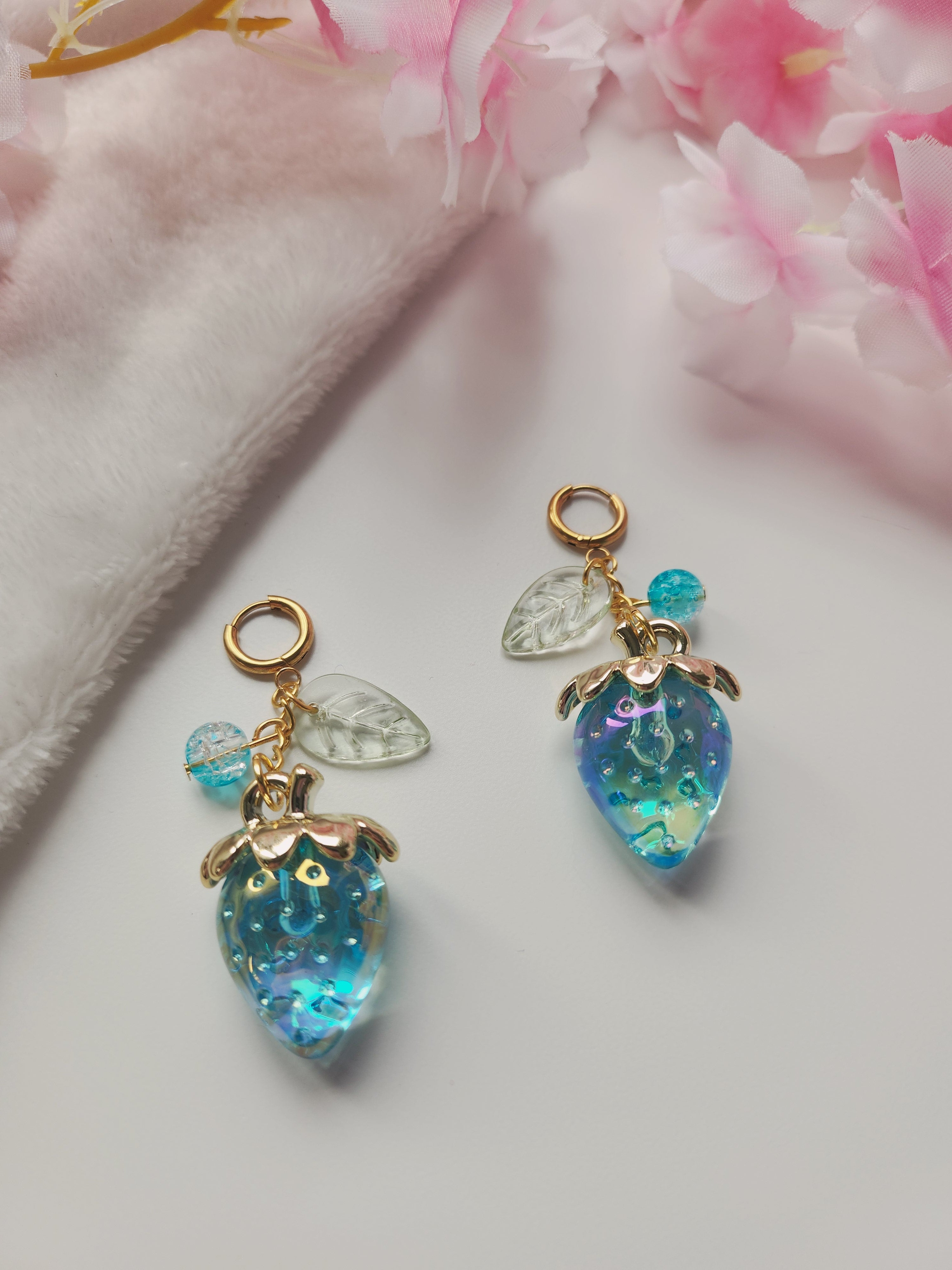 Boucle d'oreilles fraise - Turquoise