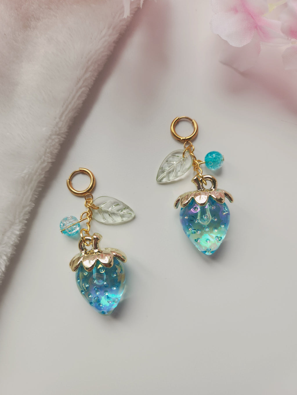 Boucle d'oreilles fraise - Turquoise