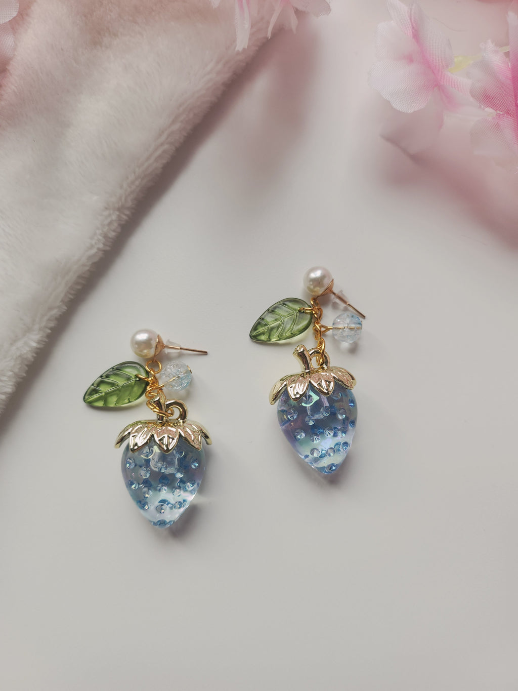 Boucle d'oreilles fraise - Bleu