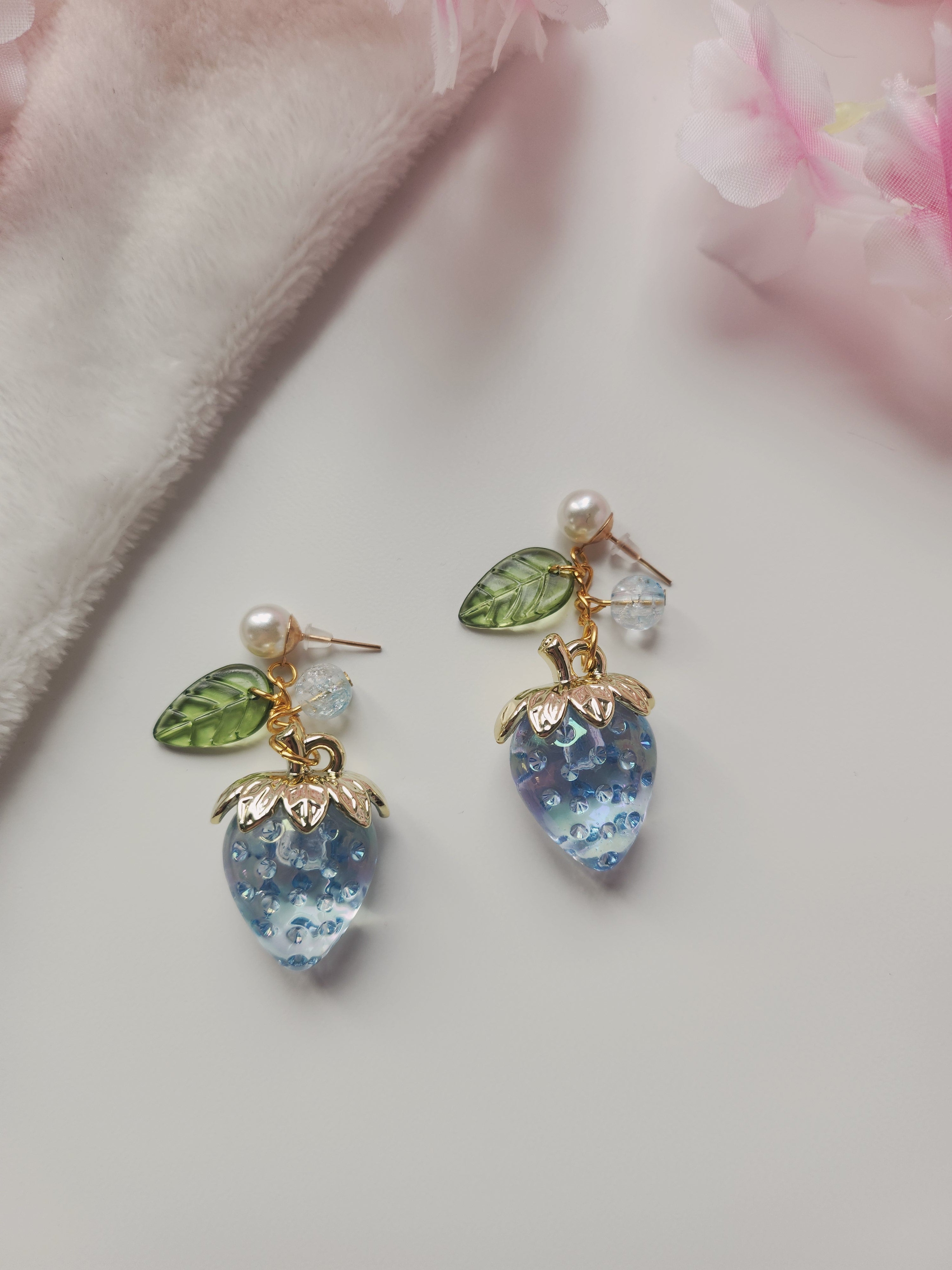 Boucle d'oreilles fraise - Bleu