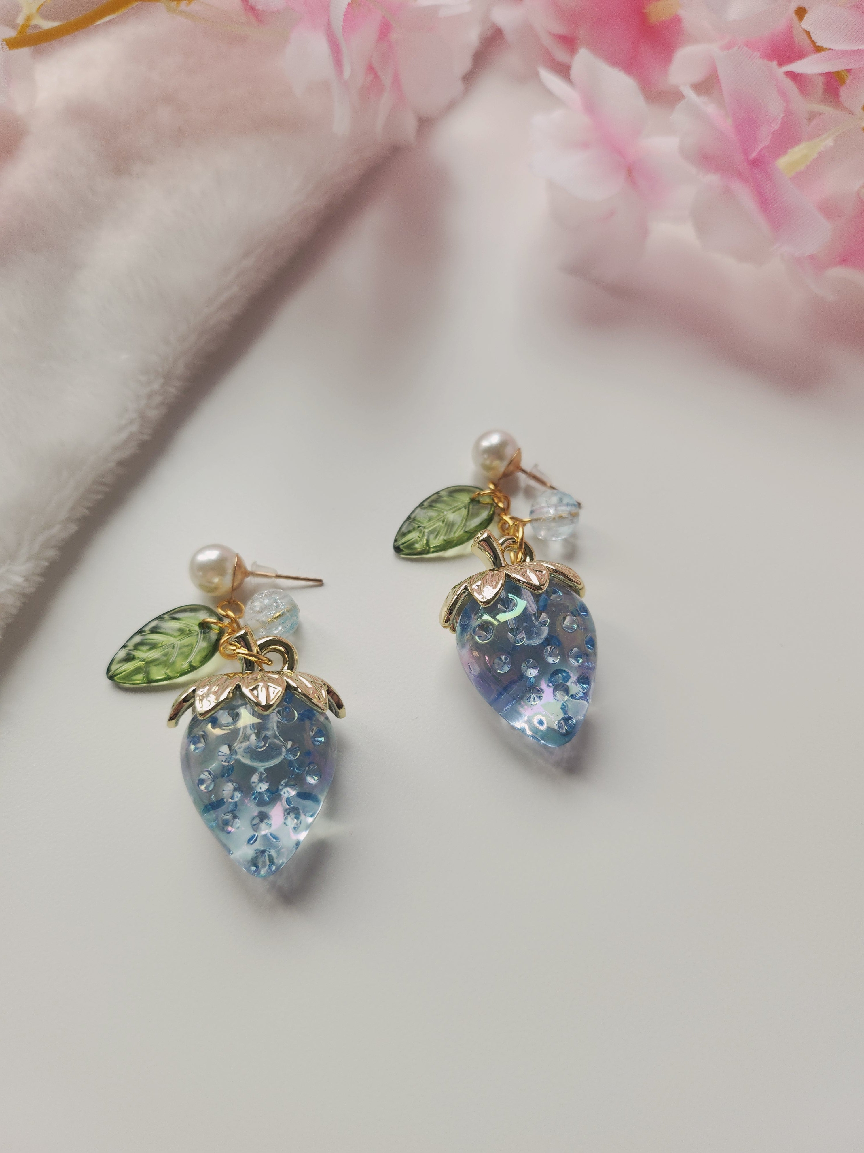 Boucle d'oreilles fraise - Bleu
