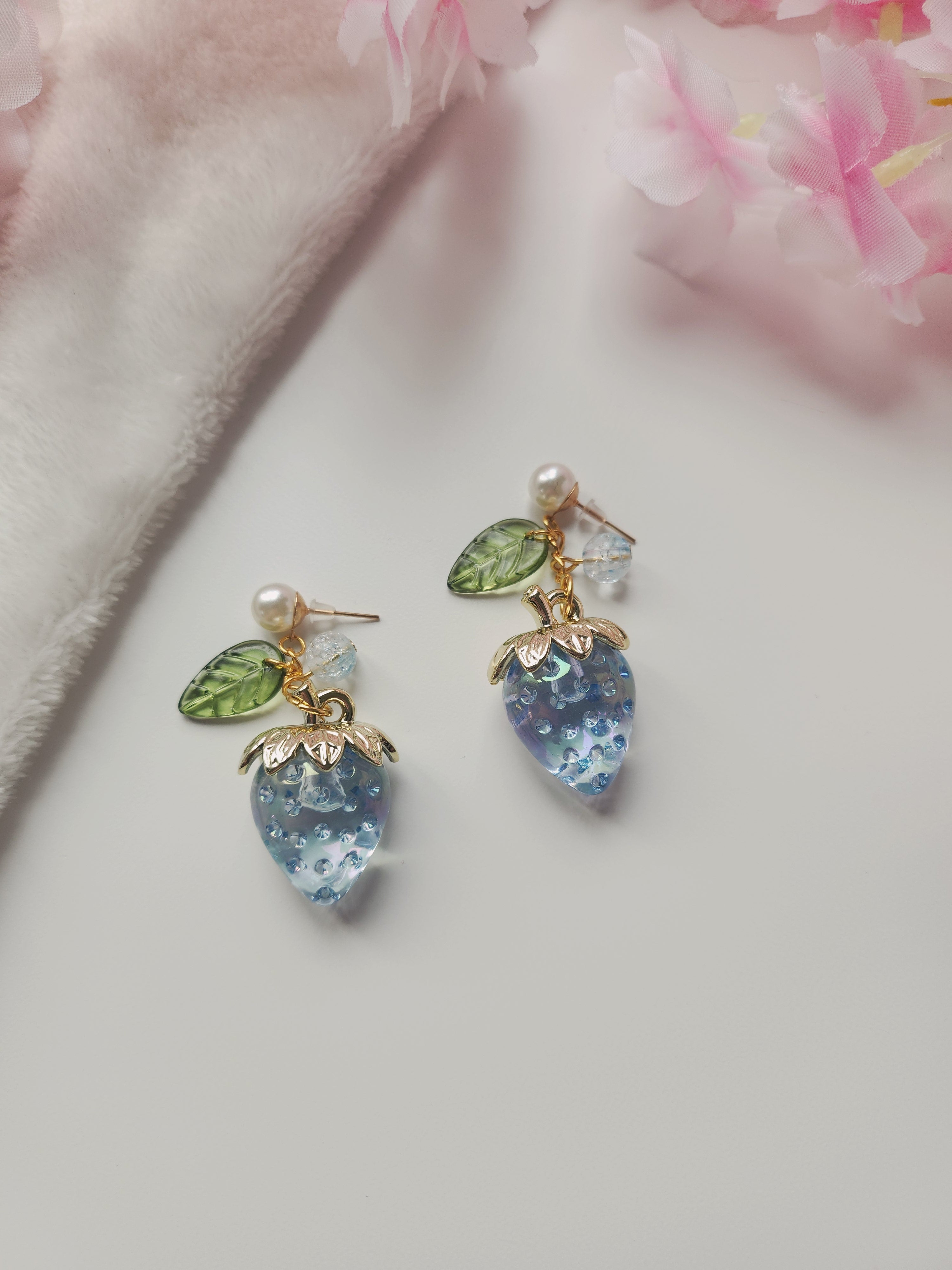 Boucle d'oreilles fraise - Bleu