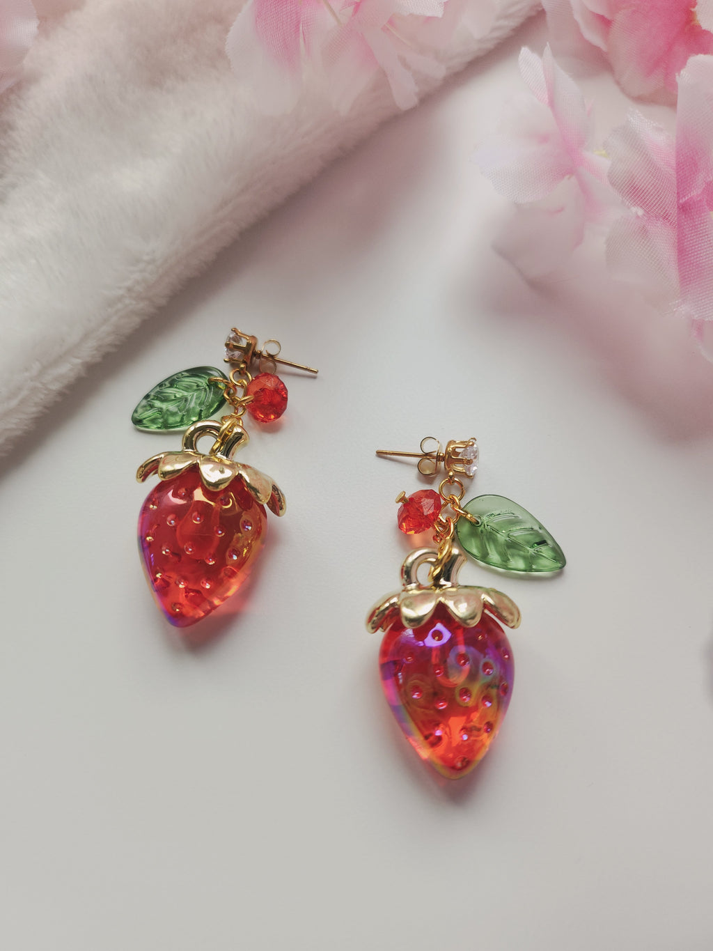 Boucle d'oreilles fraise - Rouge