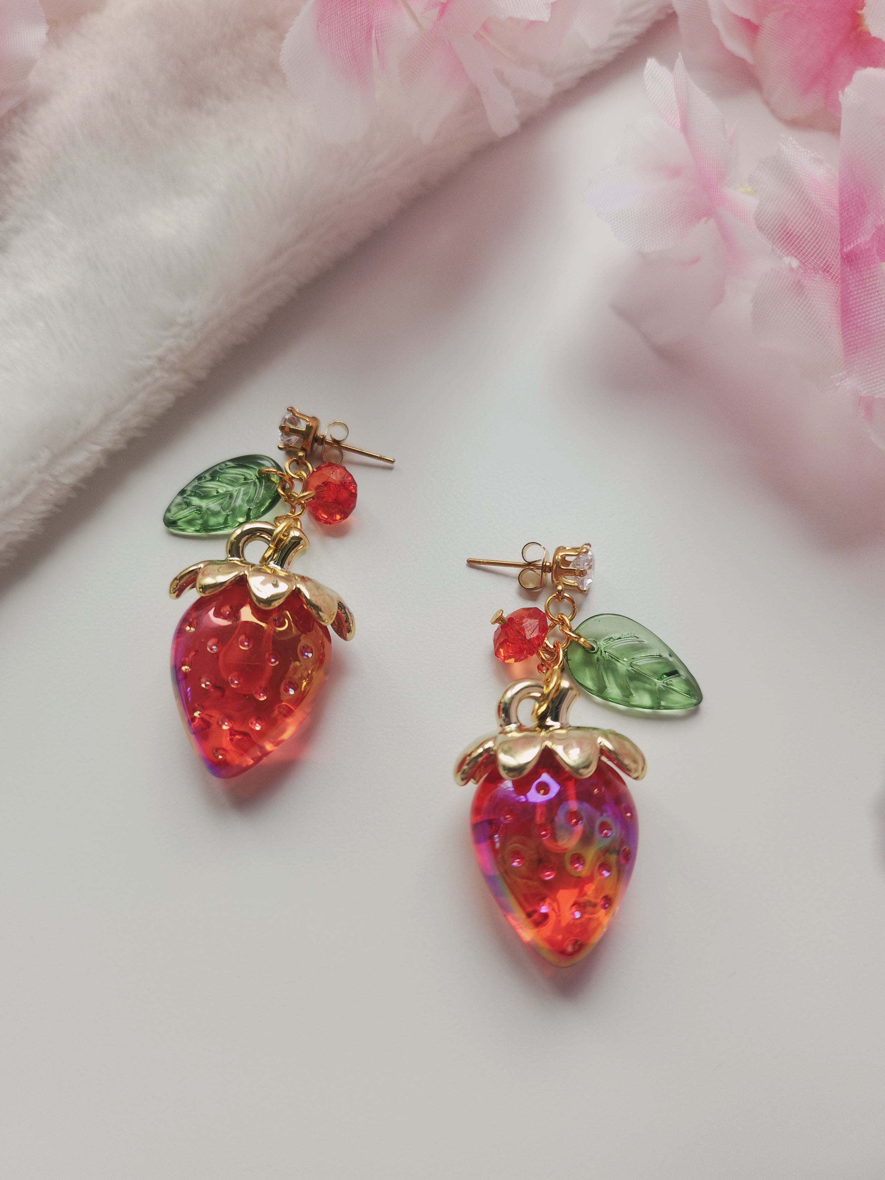 Boucle d'oreilles fraise - Rouge