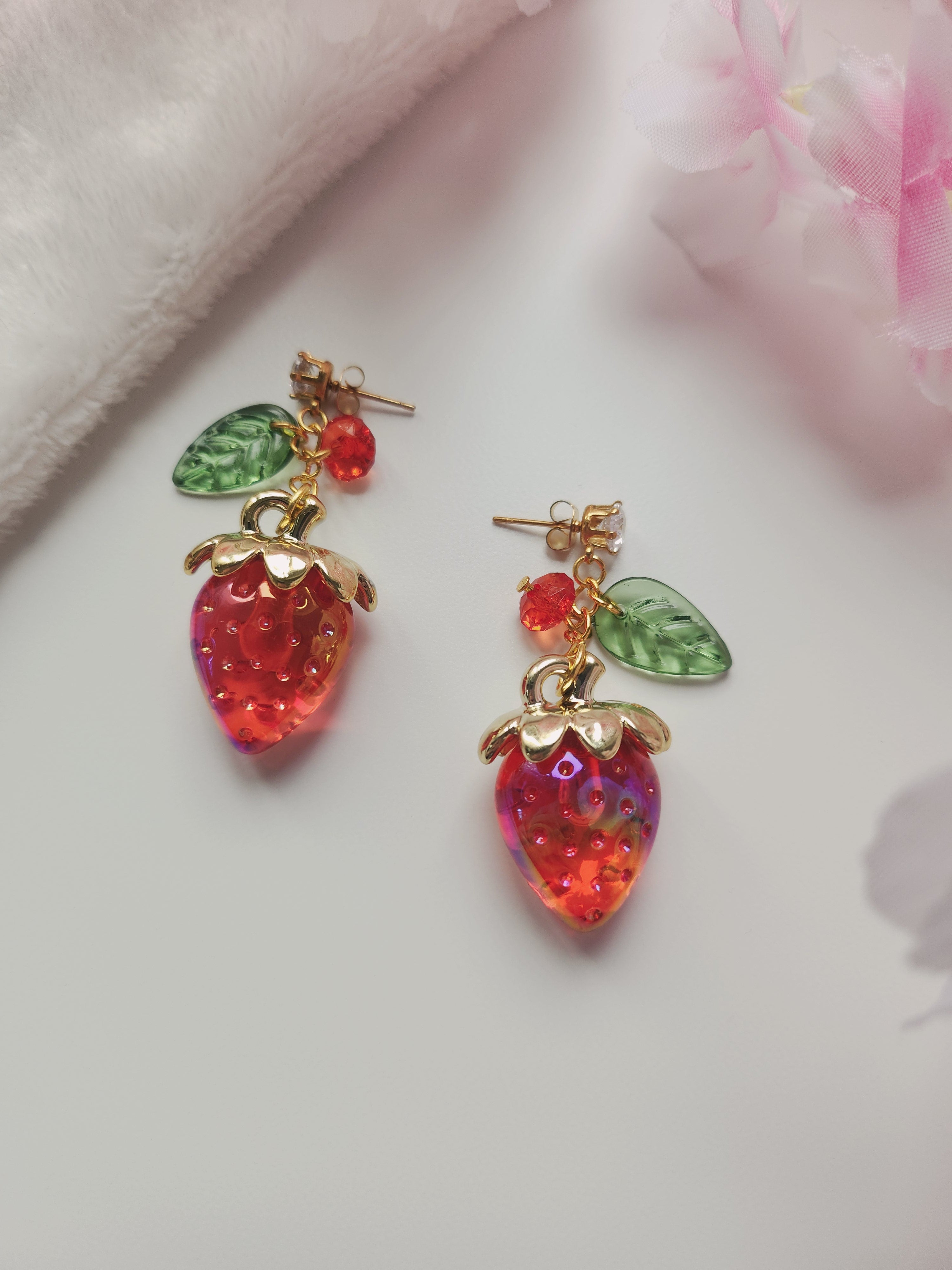 Boucle d'oreilles fraise - Rouge