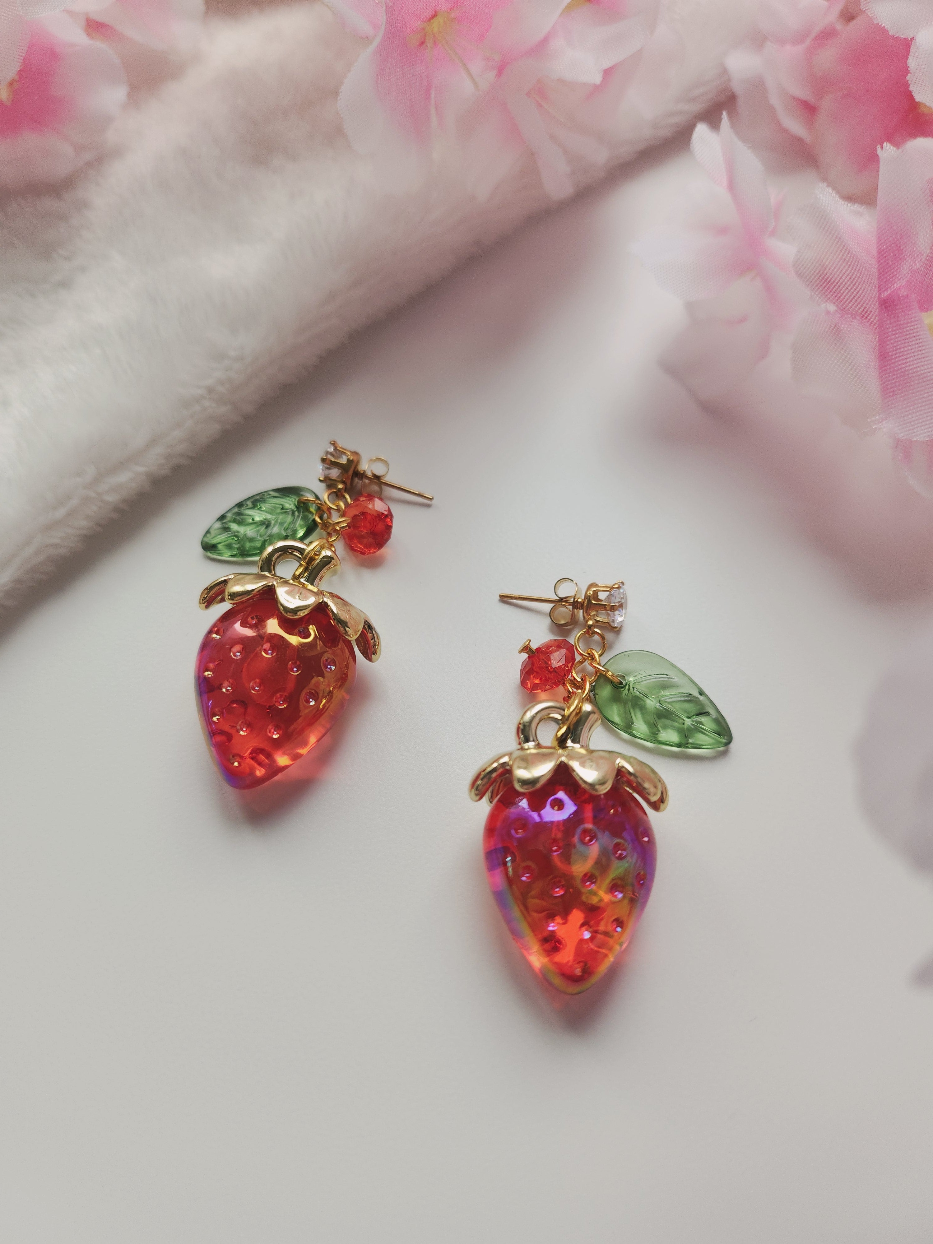 Boucle d'oreilles fraise - Rouge