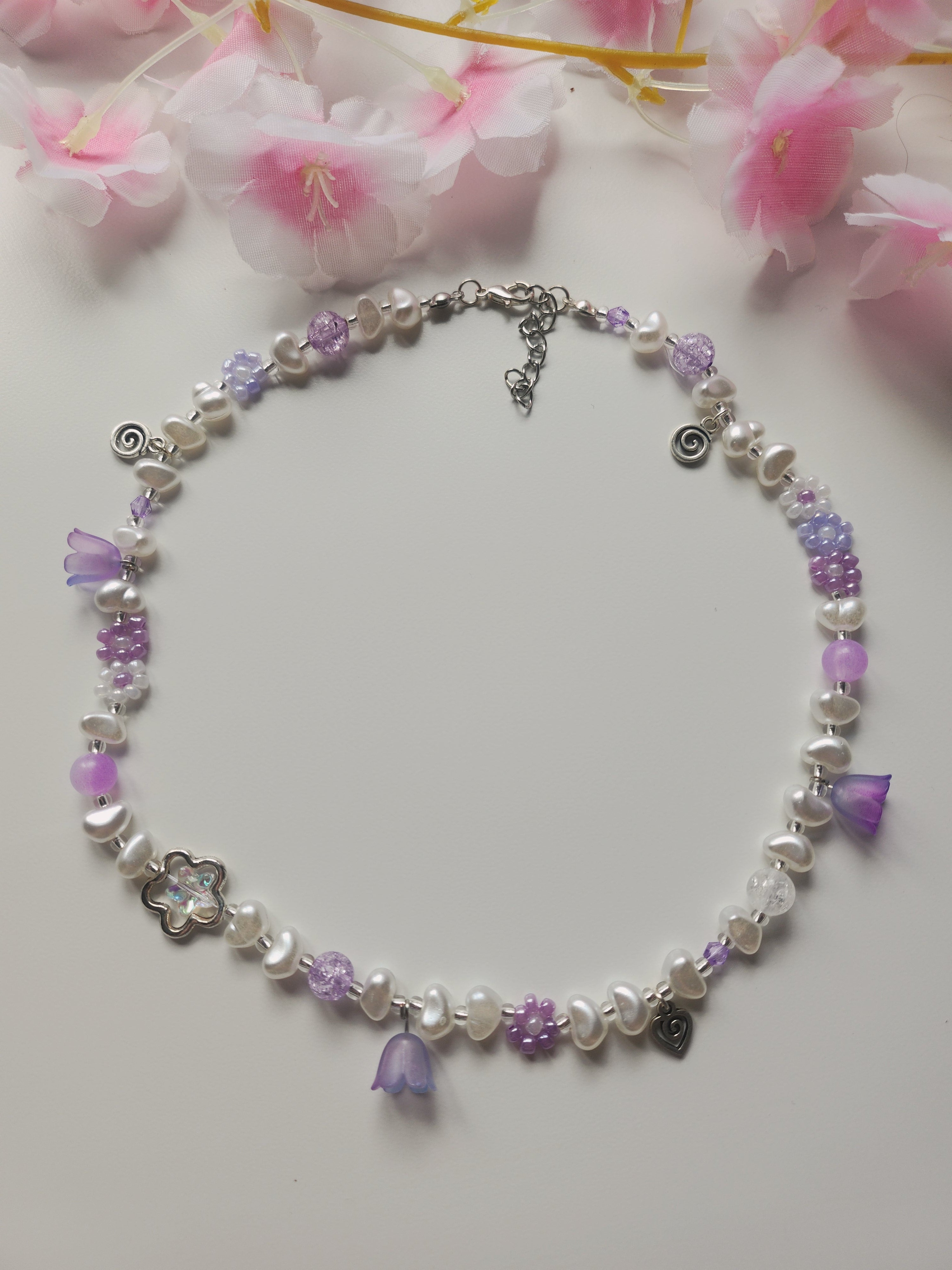 Collier fleur - Violet