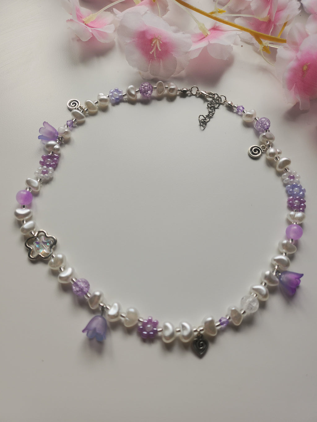 Collier fleur - Violet