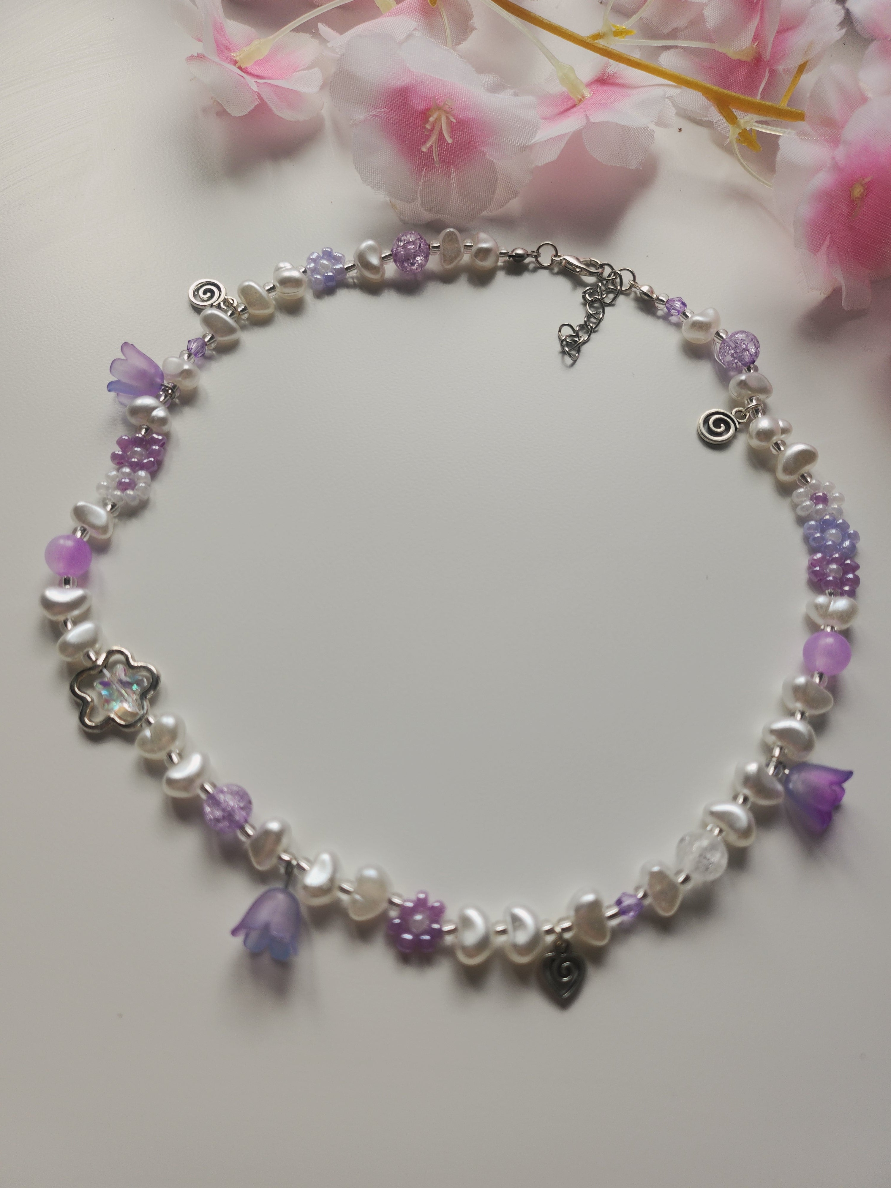 Collier fleur - Violet