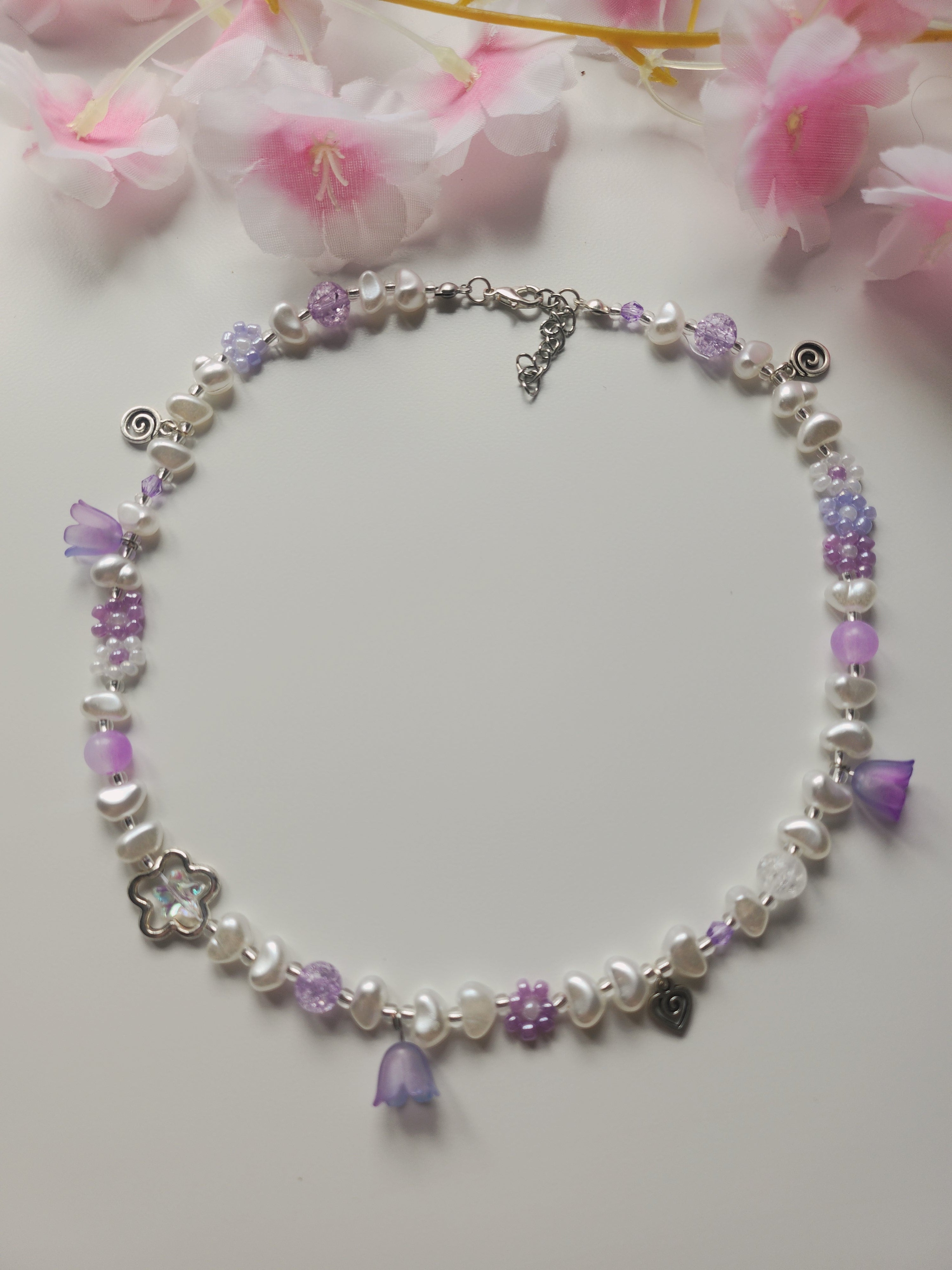 Collier fleur - Violet